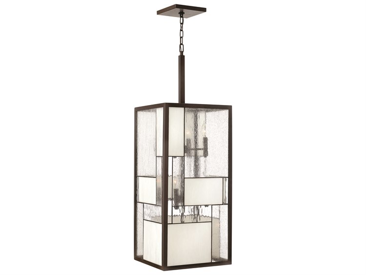 Hinkley Mondrian 1-Light Buckeye Bronze Glass Geometric Pendant