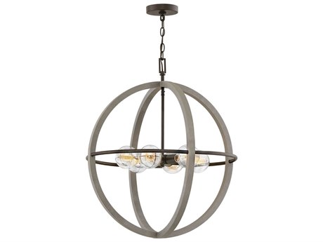 Hinkley 6-Light Dark Cement Bronze Globe Pendant
