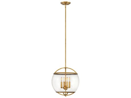 Hinkley 4-Light Heritage Brass Glass Globe Pendant