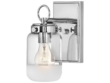 Hinkley Penley 1-Light Polished Nickel Glass Wall Sconce