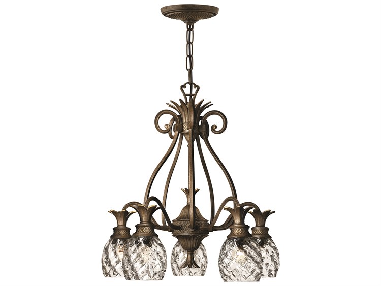 Hinkley Plantation 5-Light Pearl Bronze Glass Bell Chandelier