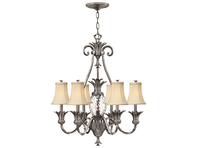 Hinkley Lighting Plantation Polished Antique Nickel Seven Light 28 Wide Chandelier Hinkley Lighting Plantation Polished Antique Nickel Seven Light 28 Wide Chandelier