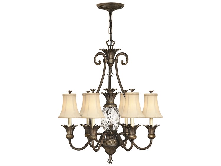 Hinkley Plantation 7-Light Pearl Bronze Glass Bell Chandelier