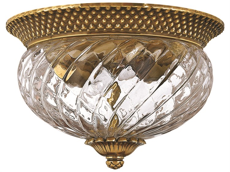 Hinkley Plantation 12" 2-Light Burnished Brass Glass Dome Flush Mount