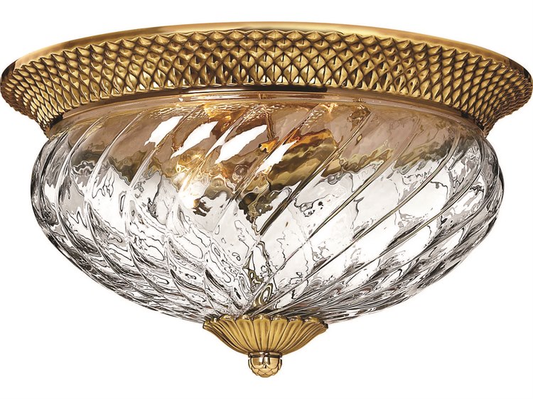 Hinkley Plantation 3-Light Burnished Brass Glass Dome Flush Mount