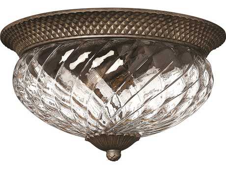 Hinkley Plantation 16" 3-Light Pearl Bronze Glass Dome Flush Mount