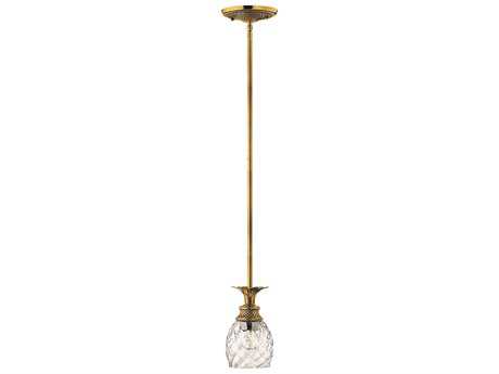 Hinkley Plantation 5" 1-Light Burnished Brass Glass Bell Mini Pendant