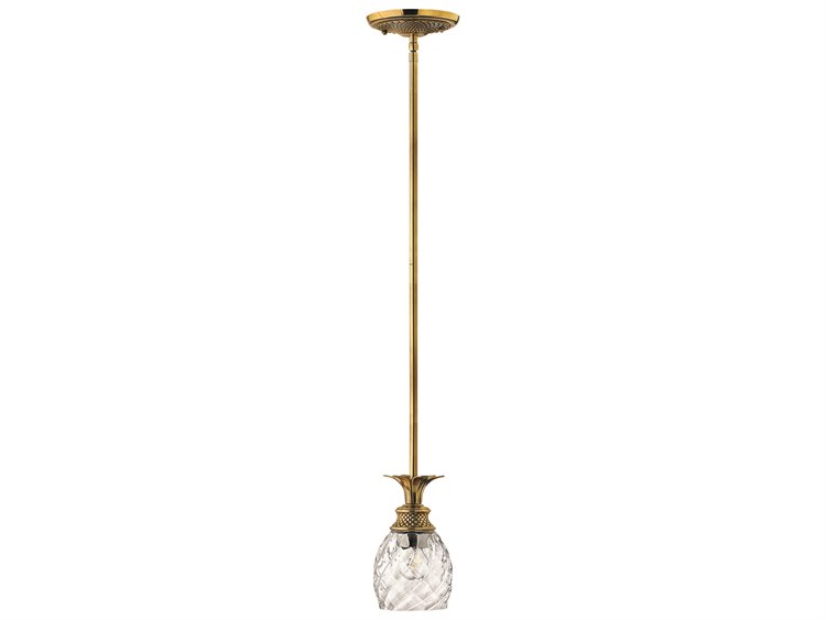 Hinkley Plantation 1-Light Burnished Brass Glass Bell Mini Pendant