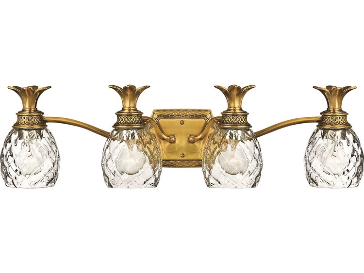 Hinkley Plantation 4-Light Burnished Brass Glass Vanity Light