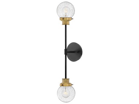 Hinkley Poppy 2-Light Black Heritage Brass Glass Wall Sconce