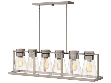 Hinkley Refinery 6-Light Brushed Nickel With Clear Glass Island Pendant