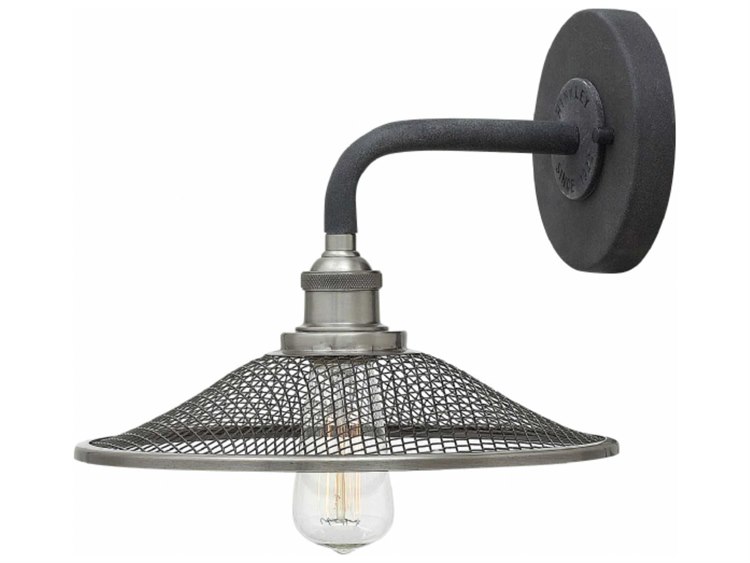 Hinkley Rigby 8" Tall Aged Zinc Black Wall Sconce