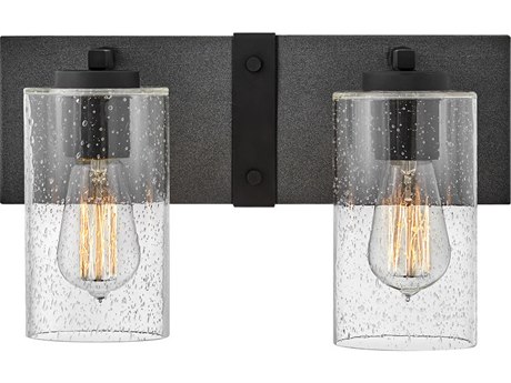 Hinkley Sawyer 2-Light Aged Zinc Black Glass Vanity Light