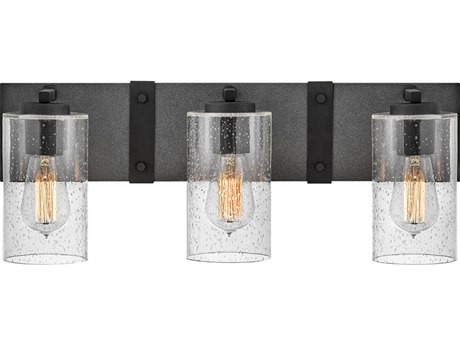 Hinkley Sawyer 3-Light Aged Zinc Black Glass Vanity Light