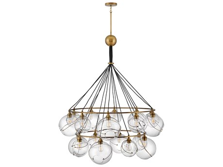 Hinkley Skye 18-Light8-Light Heritage Brass Glass Globe Pendant