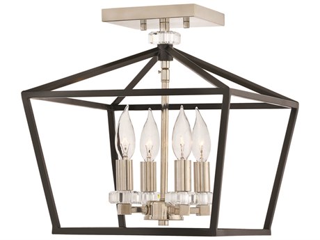 Hinkley Stinson 4-Light Black Crystal Semi Flush Mount