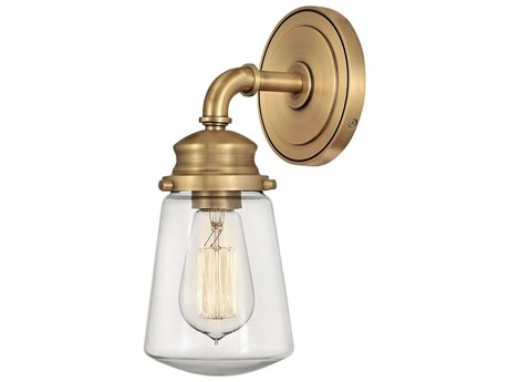 Hinkley Fritz 1-Light Heritage Brass Glass Wall Sconce