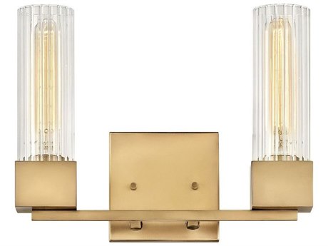 Hinkley Xander 2-Light Heritage Brass Glass Vanity Light