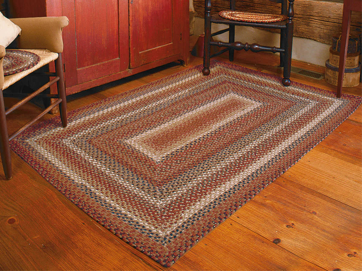 Homespice Decor Cotton Braided Brown / Red / Blue Rectangular Area Rug