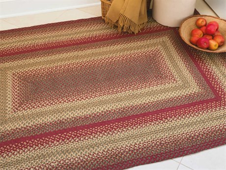 Homespice Decor Jute Braided Rugs Red Gold Brown Green Rectangular Area Rug Cider Barn Red Rec