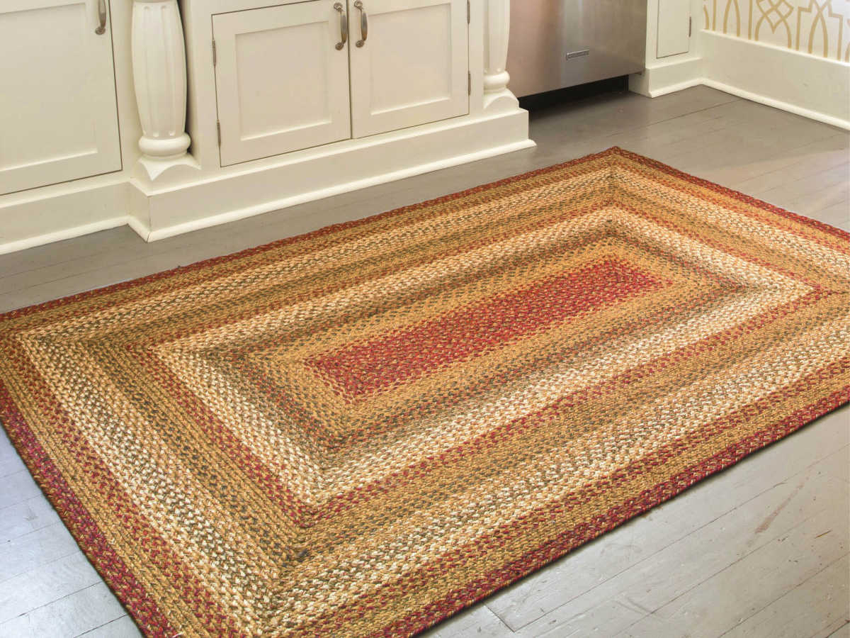 Homespice Decor Jute Braided Rugs Beige Red Black Rectangular Area Rug Kingston Beige Rec