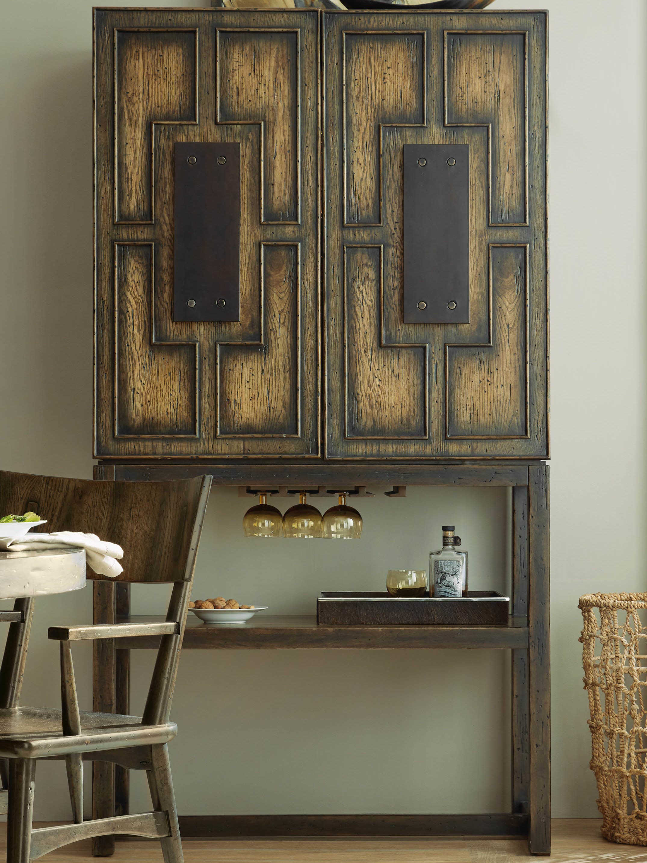 Hooker Furniture American Life Crafted Dark Wood Bar Cabinet