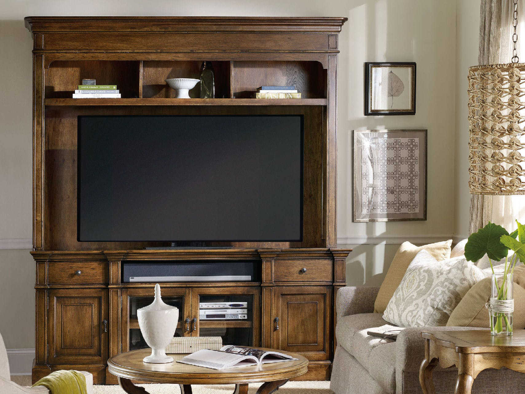 Hooker Furniture Archivist Dark Wood 87''L x 22''W TwoPiece