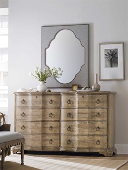 Hooker Furniture Boheme Adante 8-Drawers Brown Cedar Wood Double Dresser with Wall Mirror