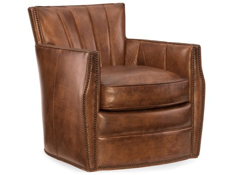 Luxecor Carson Swivel Brown Leather Club Chair
