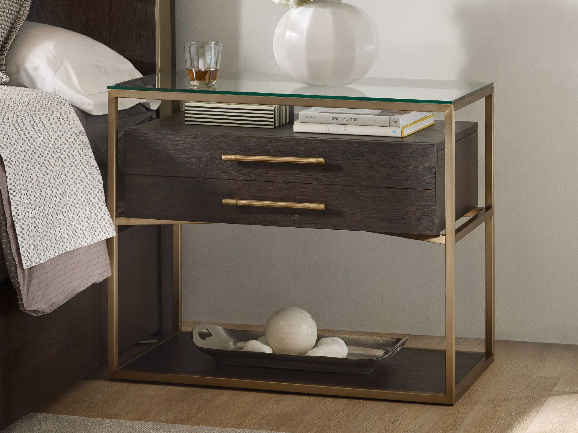 Hooker Furniture Curata Glass With Midnight & Brushed Brass 1 Drawer