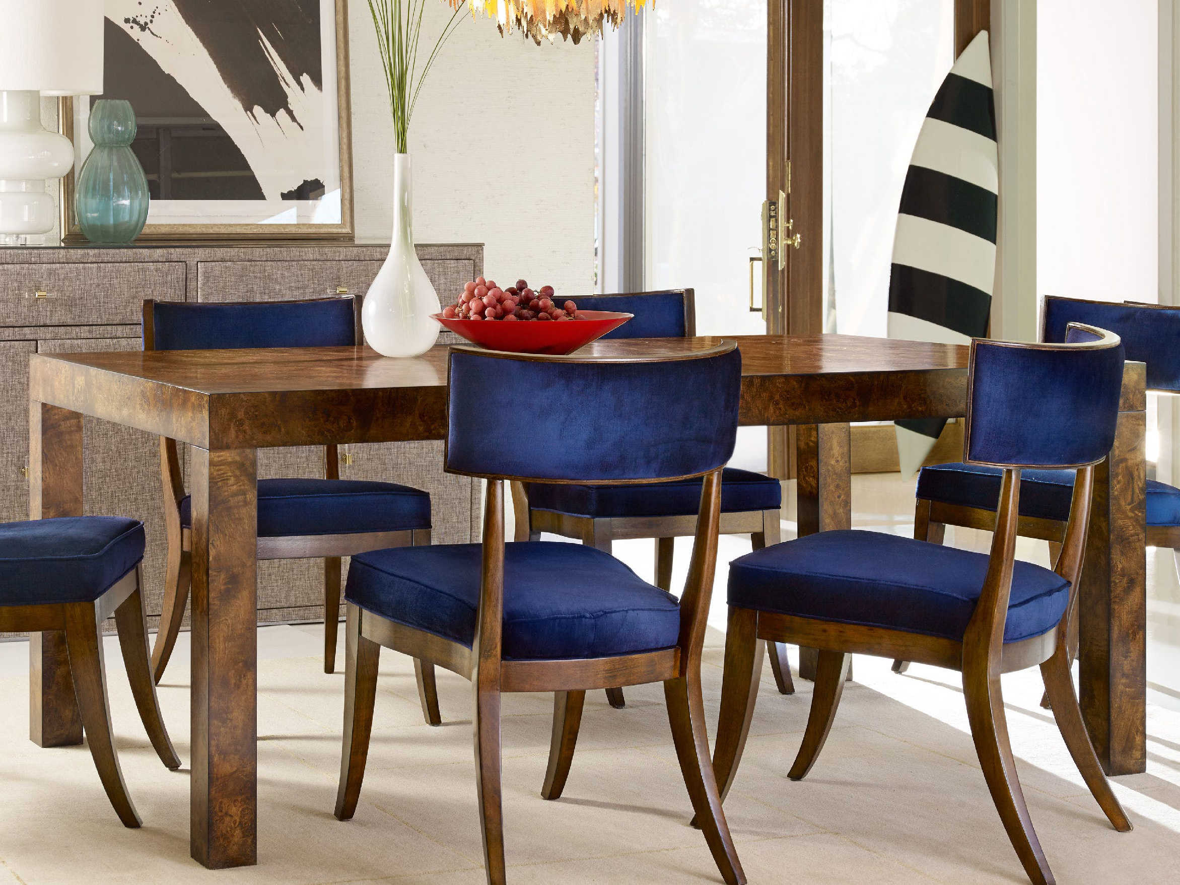 Furniture Cynthia Rowley Mappa Burl 78 118 L X 42 W Rectangular Long Board Dining Table With 2 20 Inch Leaves