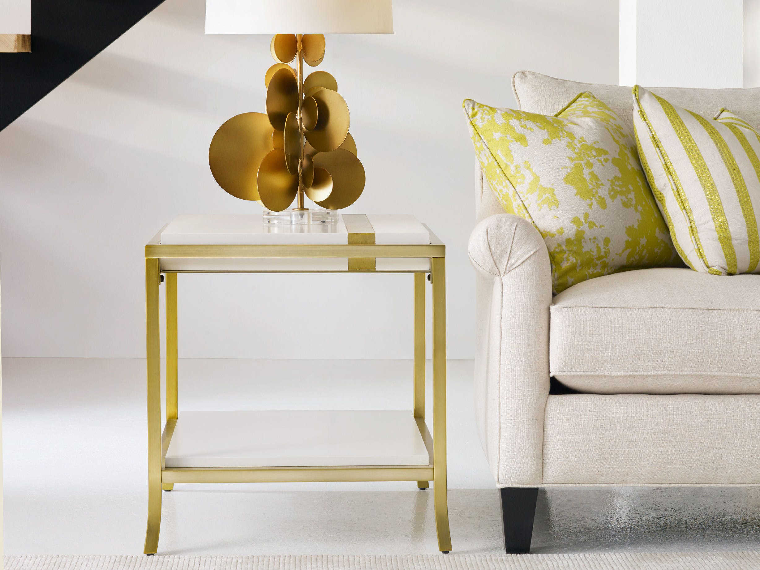 Furniture Cynthia Rowley White With Gold Leaf 22 L X 26 W Furniture Cynthia Rowley White With Gold Leaf 22 L X 26