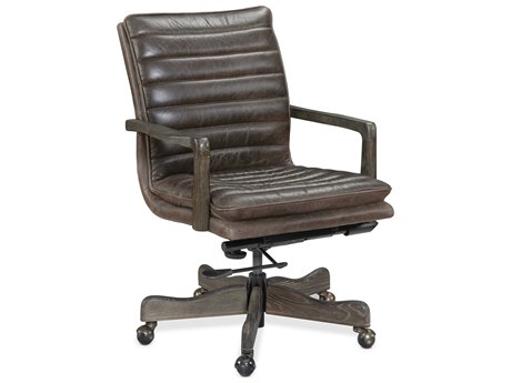Hooker Furniture Buckaroo Brown Leather Adjustable Swivel Tilt Computer Office Chair