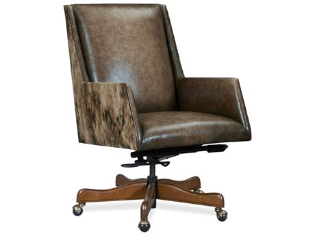Hooker Furniture Rives Brown Leather Adjustable Swivel Tilt Executive Desk Chair
