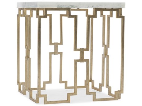 Hooker Furniture Evermore Square Kala White Marble Gold End Table