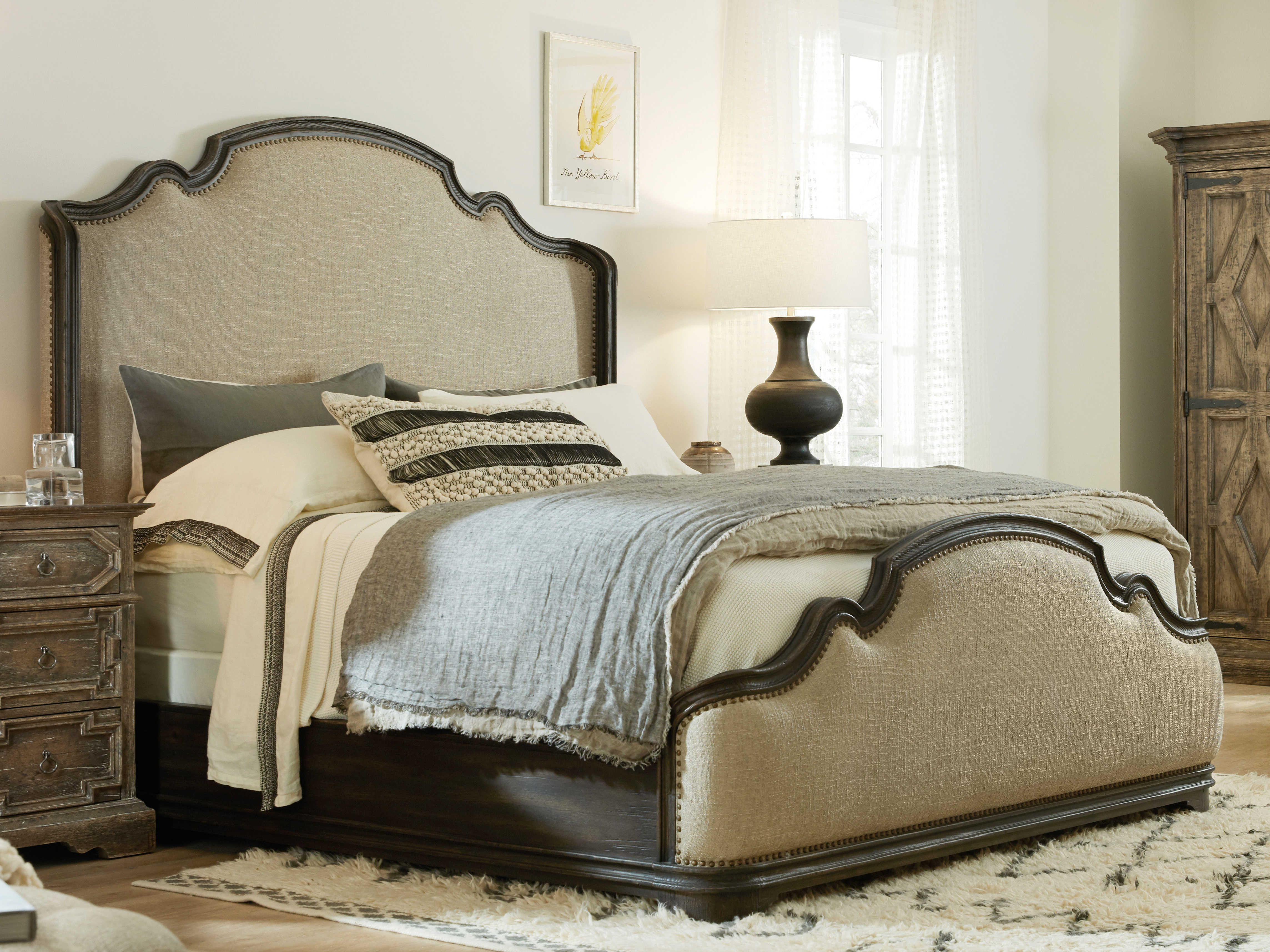 Hooker Furniture La Grange Fayette Wood Upholstered King Panel Bed