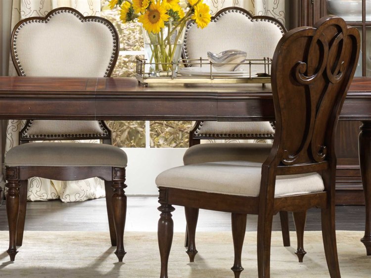 Hooker Furniture Leesburg Mahogany Wood Brown Upholstered Side Dining 