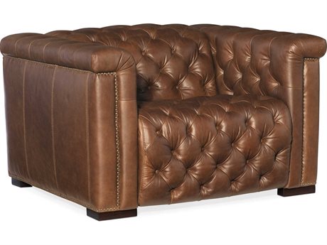 Hooker Furniture Savion Power Motion Dark Wood Brown Leather Recliner