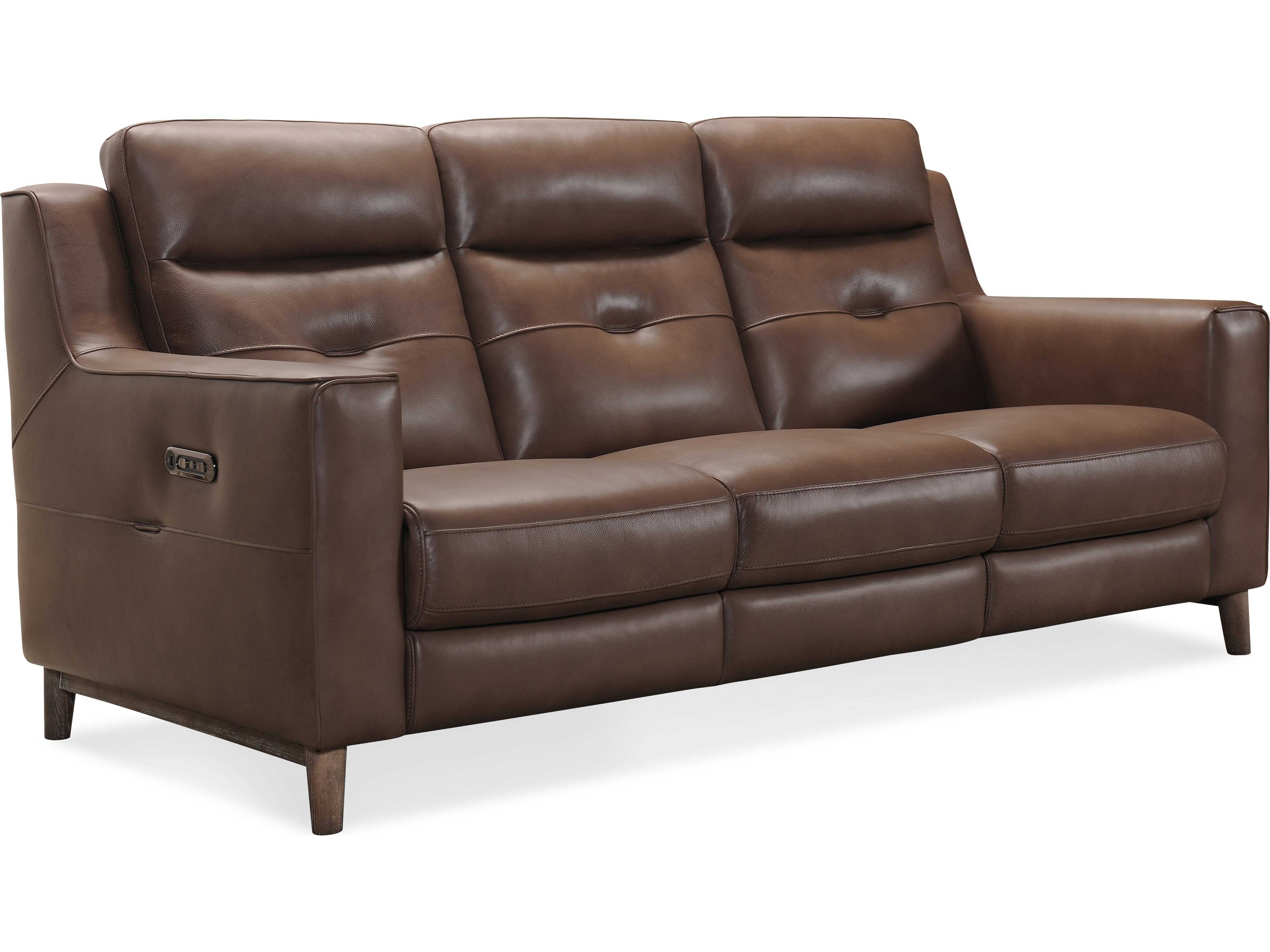 Hooker Furniture Berkshire Portobello / Medium Wood Lachlan Sofa with Power Headrest HOOSS613P3084