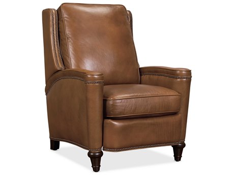 Hooker Furniture Rylea Manual Push Back Valencia Toro Dark Wood Brown Leather Recliner
