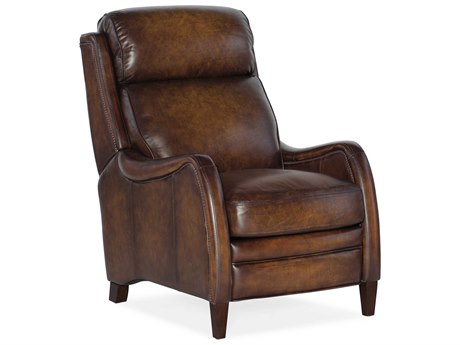 Hooker Furniture Stark Manual Push Back Brindisi San Marco Dark Wood Brown Leather Recliner
