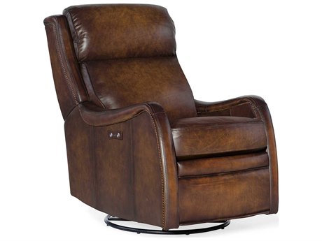 Hooker Furniture Stark Power Swivel Glider Brindisi San Marco Brown Leather Recliner