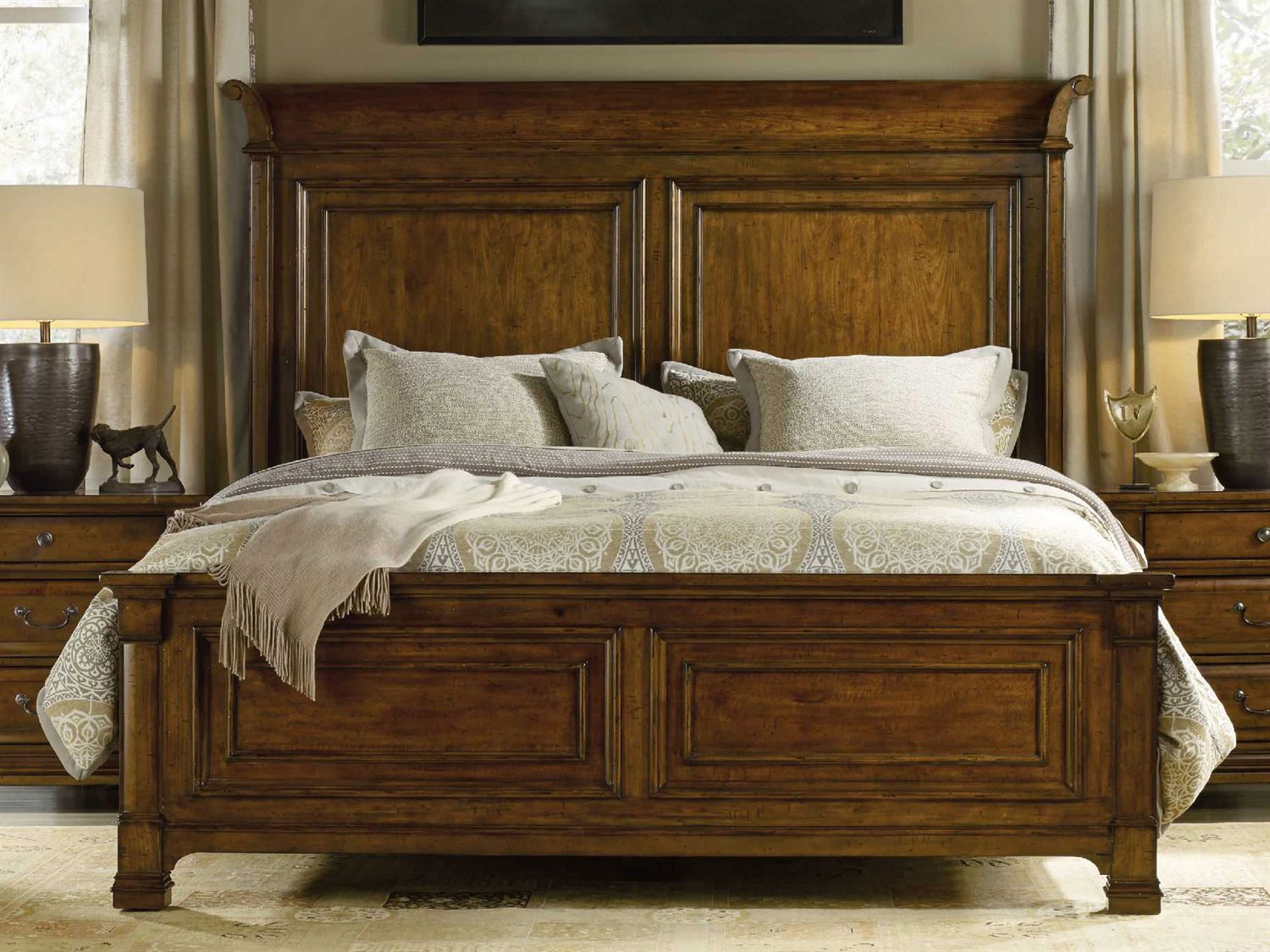 Hooker Furniture Tynecastle Medium Wood King Size Panel Bed Hoo532390266