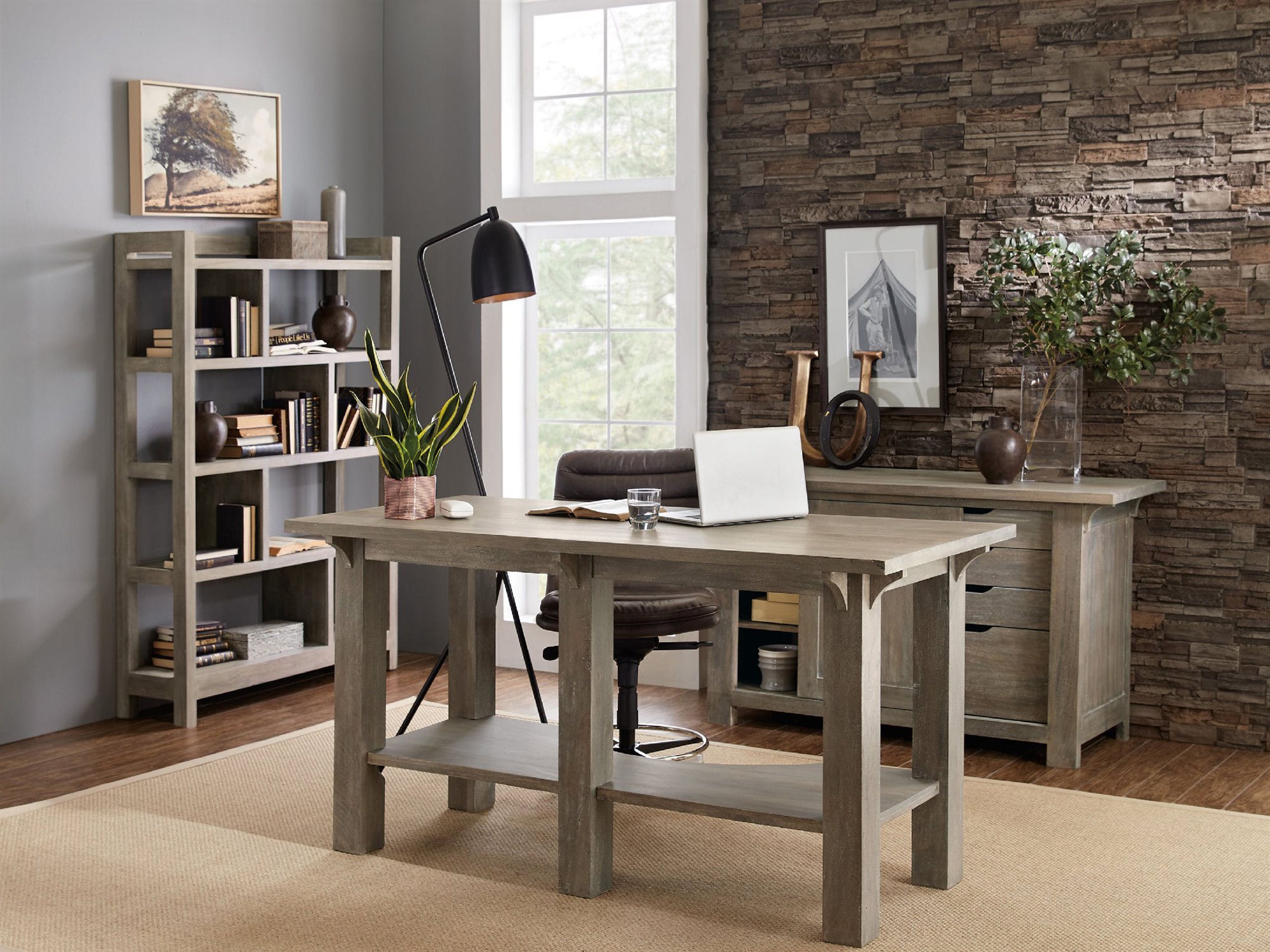 Hooker Furniture Urban Farmhouse Home Office Set HOO555710482GRYSET