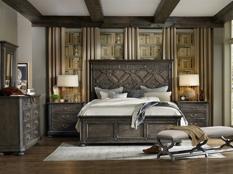 Hooker Furniture Vintage West Wood Panel Bed Bedroom Set ...