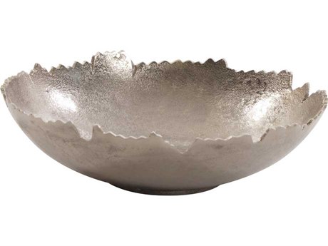 Howard Elliott Textured Silver Broken Edge Decorative Bowl / Wall Art