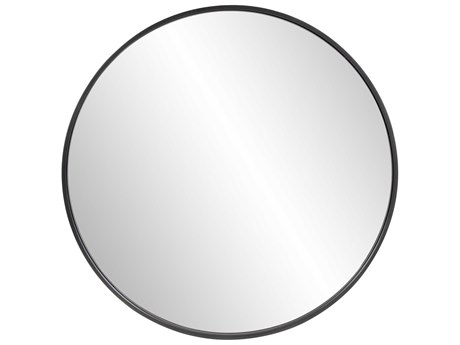Howard Elliott Copenhagen Brushed Black Round Wall Mirror