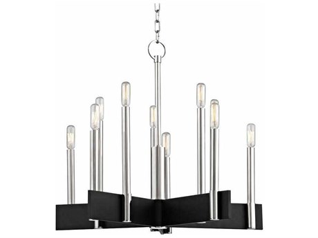 Hudson Valley Abrams 10-Light Polished Nickel Black Candelabra Chandelier
