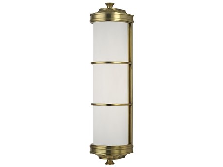 Hudson Valley Albany 2-Light Aged Brass White Glass Wall Sconce
