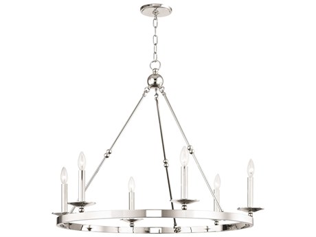 Hudson Valley Allendale 6-Light Polished Nickel Candelabra Round Chandelier